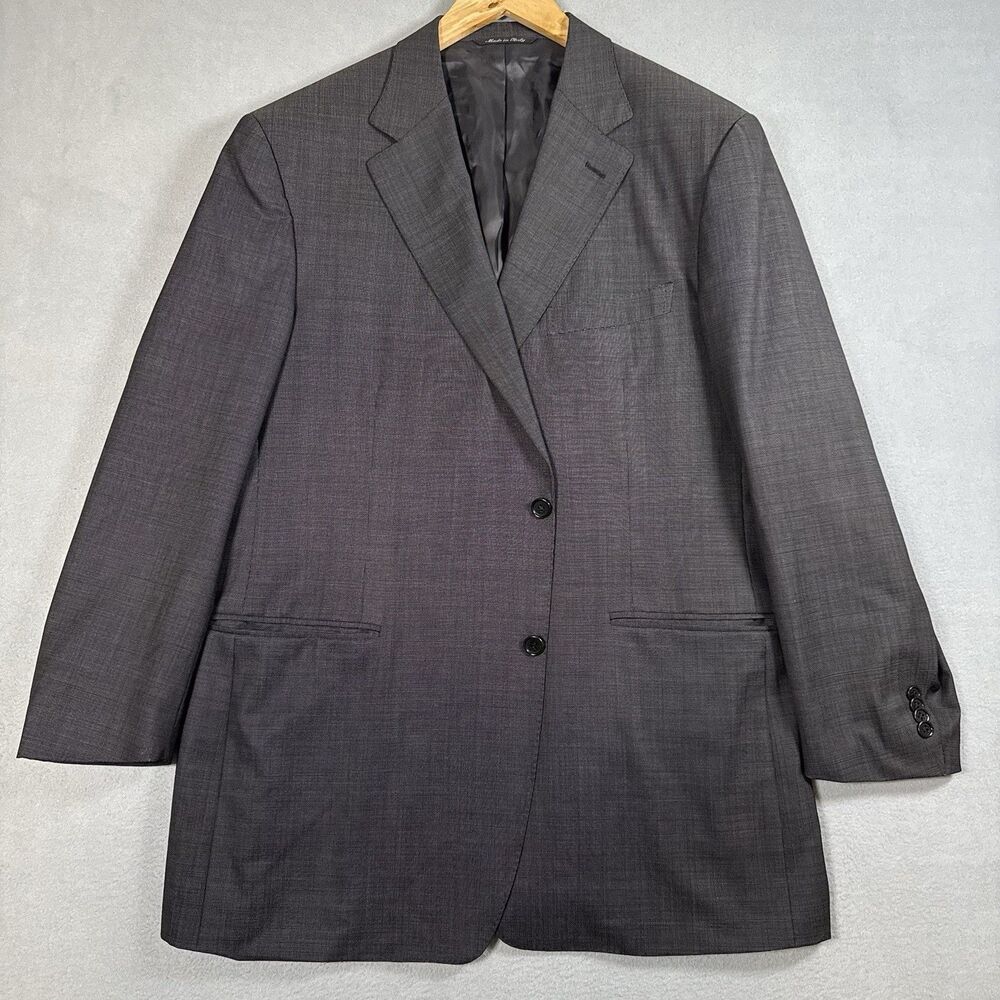 Canali Guy La Ferrera Men Charcoal Super 140s Wool Blazer Jacket IT 56 US 46